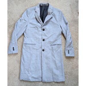 Zara Mens Large Trench Coat Buttoned Straight Fit Formal Classic Single‎ Grey